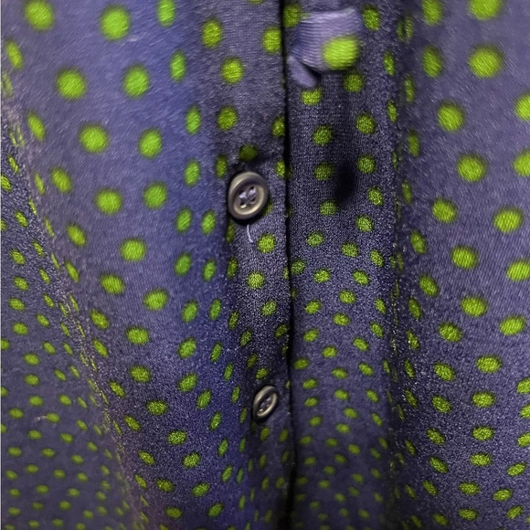 Nicole Miller Navy Dress with Green Polka Dots - Picture 6 of 10